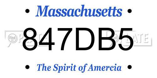 847DB5 Massachusetts License Plate