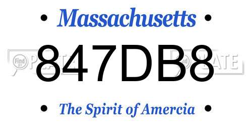 847DB8 Massachusetts License Plate