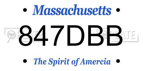 847DBB Massachusetts License Plate