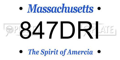 847DRI Massachusetts License Plate