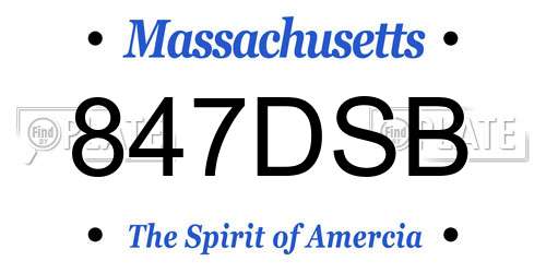 847DSB Massachusetts License Plate