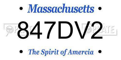 847DV2 Massachusetts License Plate