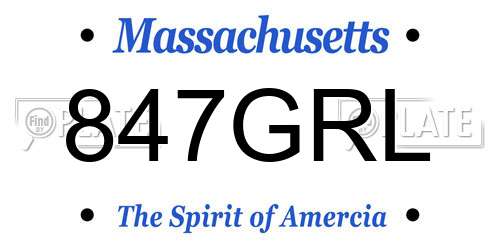 847GRL Massachusetts License Plate