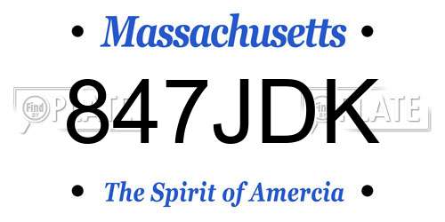 847JDK Massachusetts License Plate
