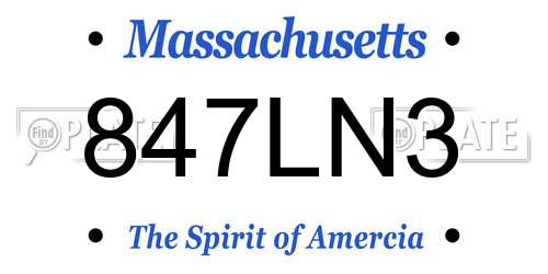 847LN3 Massachusetts License Plate