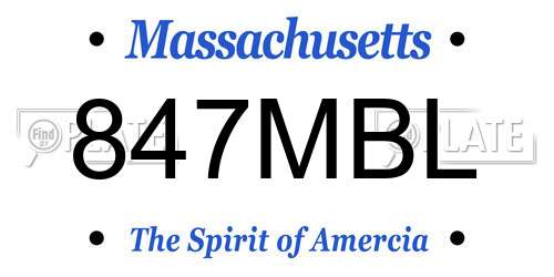 847MBL Massachusetts License Plate