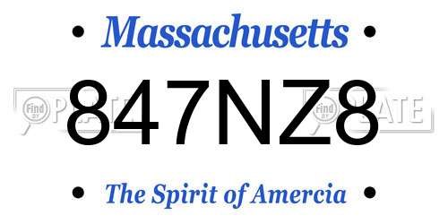 847NZ8 Massachusetts License Plate