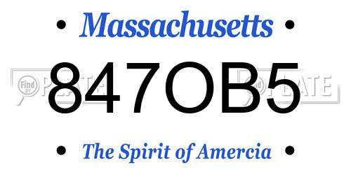 847OB5 Massachusetts License Plate