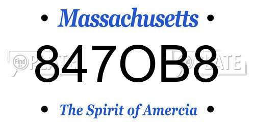 847OB8 Massachusetts License Plate