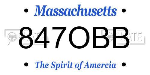 847OBB Massachusetts License Plate