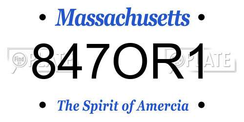 847OR1 Massachusetts License Plate