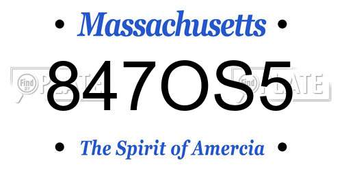 847OS5 Massachusetts License Plate