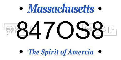 847OS8 Massachusetts License Plate