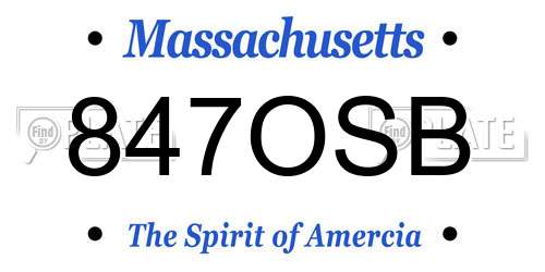 847OSB Massachusetts License Plate
