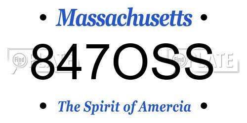 847OSS Massachusetts License Plate