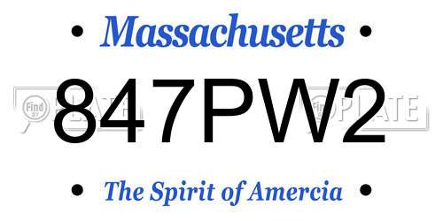 847PW2 Massachusetts License Plate