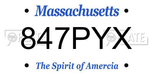 847PYX Massachusetts License Plate