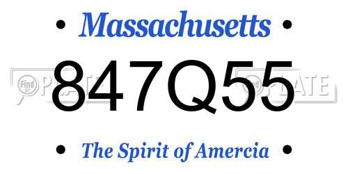 847Q55 Massachusetts License Plate