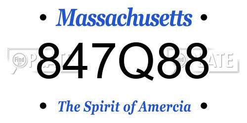 847Q88 Massachusetts License Plate