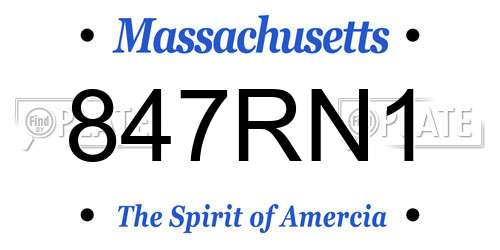 847RN1 Massachusetts License Plate