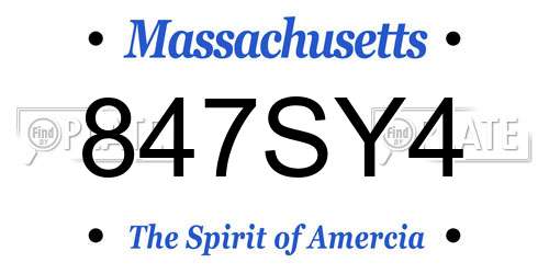 847SY4 Massachusetts License Plate