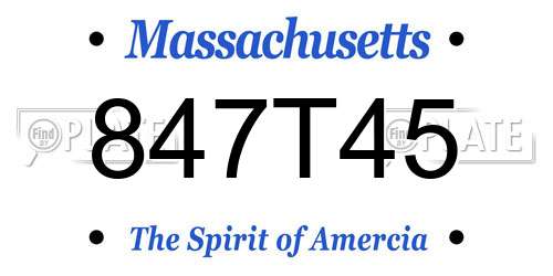 847T45 Massachusetts License Plate