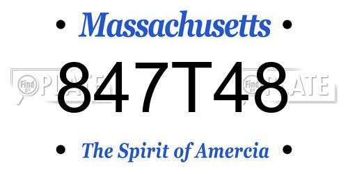 847T48 Massachusetts License Plate