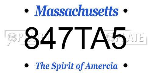 847TA5 Massachusetts License Plate
