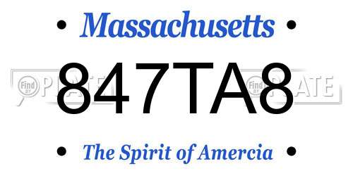 847TA8 Massachusetts License Plate