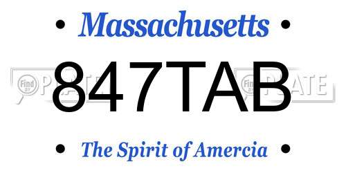 847TAB Massachusetts License Plate