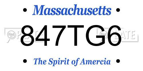 847TG6 Massachusetts License Plate
