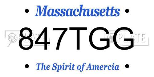 847TGG Massachusetts License Plate