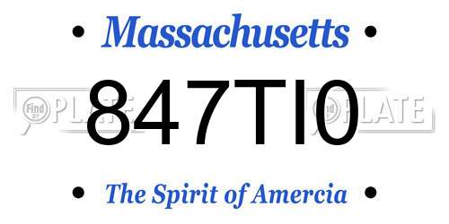 847TI0 Massachusetts License Plate