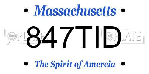 847TID Massachusetts License Plate