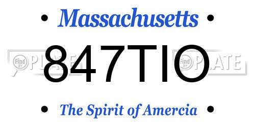 847TIO Massachusetts License Plate