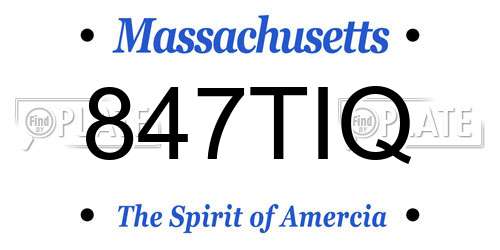847TIQ Massachusetts License Plate