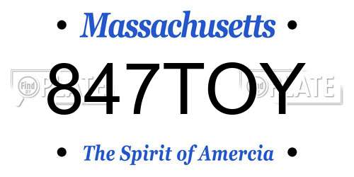 847TOY Massachusetts License Plate
