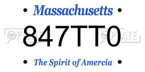 847TT0 Massachusetts License Plate