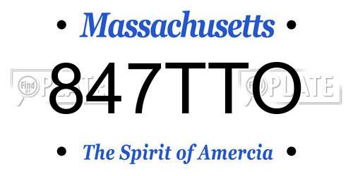 847TTO Massachusetts License Plate