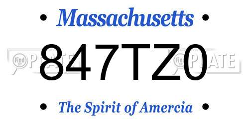 847TZ0 Massachusetts License Plate