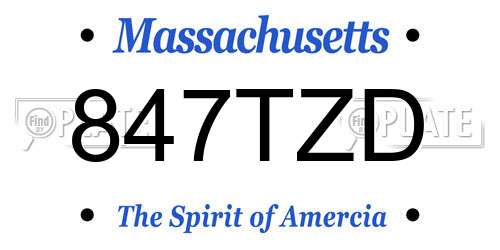 847TZD Massachusetts License Plate