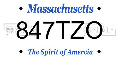 847TZO Massachusetts License Plate