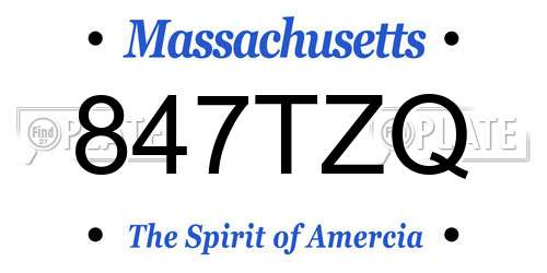 847TZQ Massachusetts License Plate