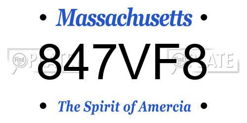 847VF8 Massachusetts License Plate