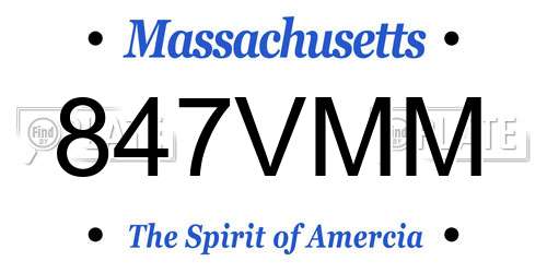 847VMM Massachusetts License Plate