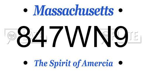 847WN9 Massachusetts License Plate