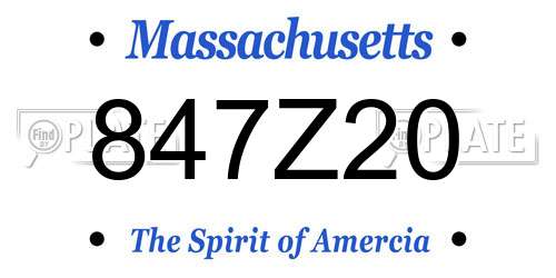 847Z20 Massachusetts License Plate