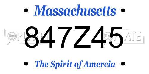 847Z45 Massachusetts License Plate