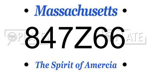 847Z66 Massachusetts License Plate