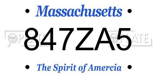 847ZA5 Massachusetts License Plate